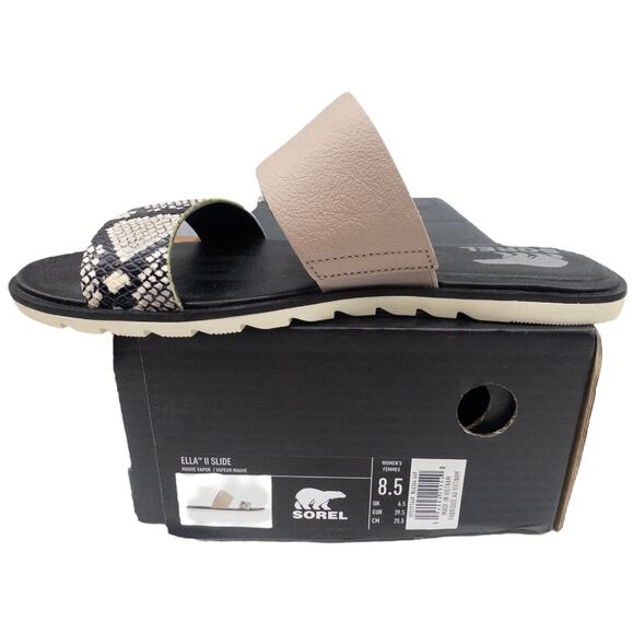 Sorel Women's Ella II Flat Slide Sandals Mauve Vapor Snakeskin 8.5 - Picture 2 of 7